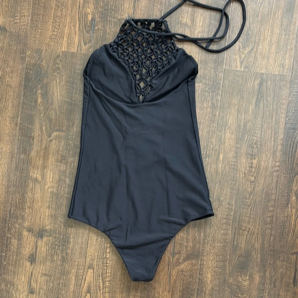Black One-Piece Swimsuit with Lattice Detail Mikoh - Picture 2 of 4